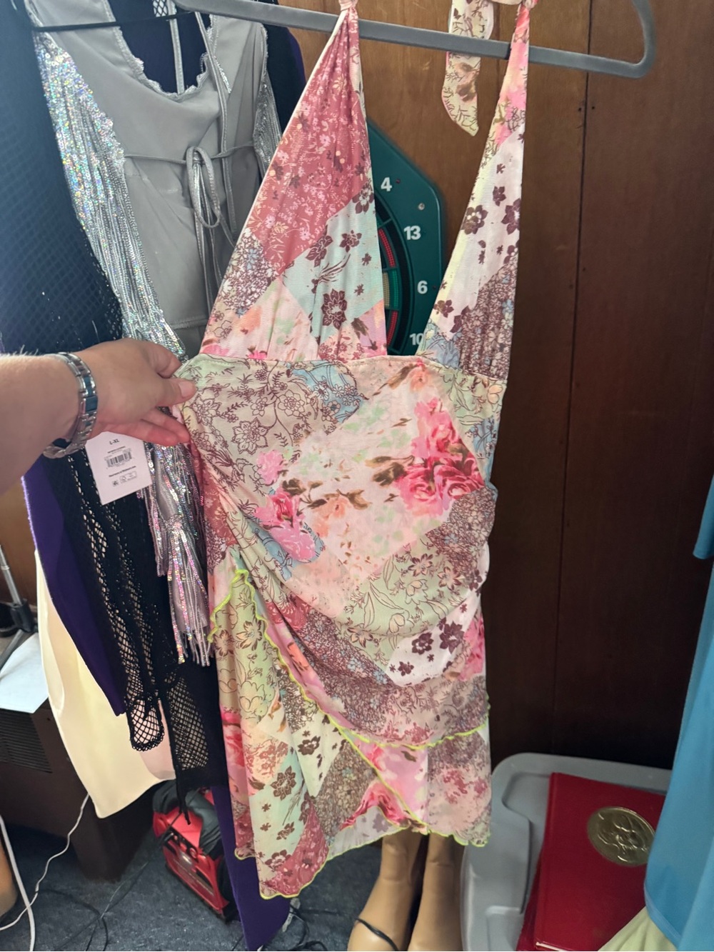 NWOT Floral Patchwork Halter Sundress - Pink & Pastel